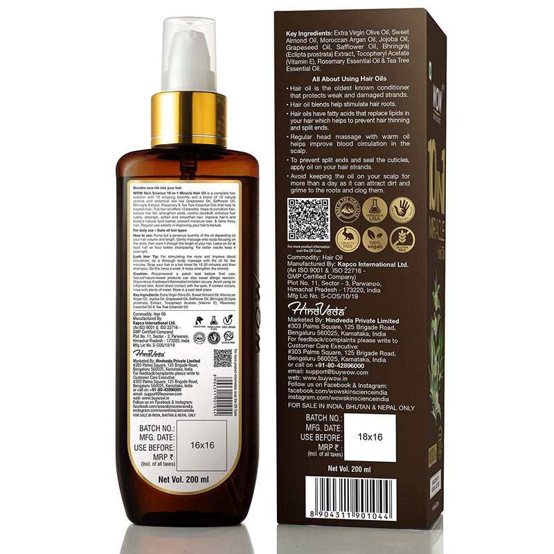 [Australia] - WOW Hair Oil, Reduce Hair Loss, Split Ends, Dandruff, Smooth, Thick Hair, Boost Hair Growth and Stronger Roots, Deep Clean For Healthy Scalp, All Hair Types, Adults and Children, 200 mL 