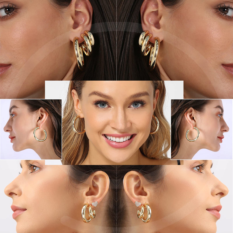 [Australia] - wowshow Chunky Open Hoops Thick Gold Hoop Earrings for Women and Girls 20.0 Millimeters 