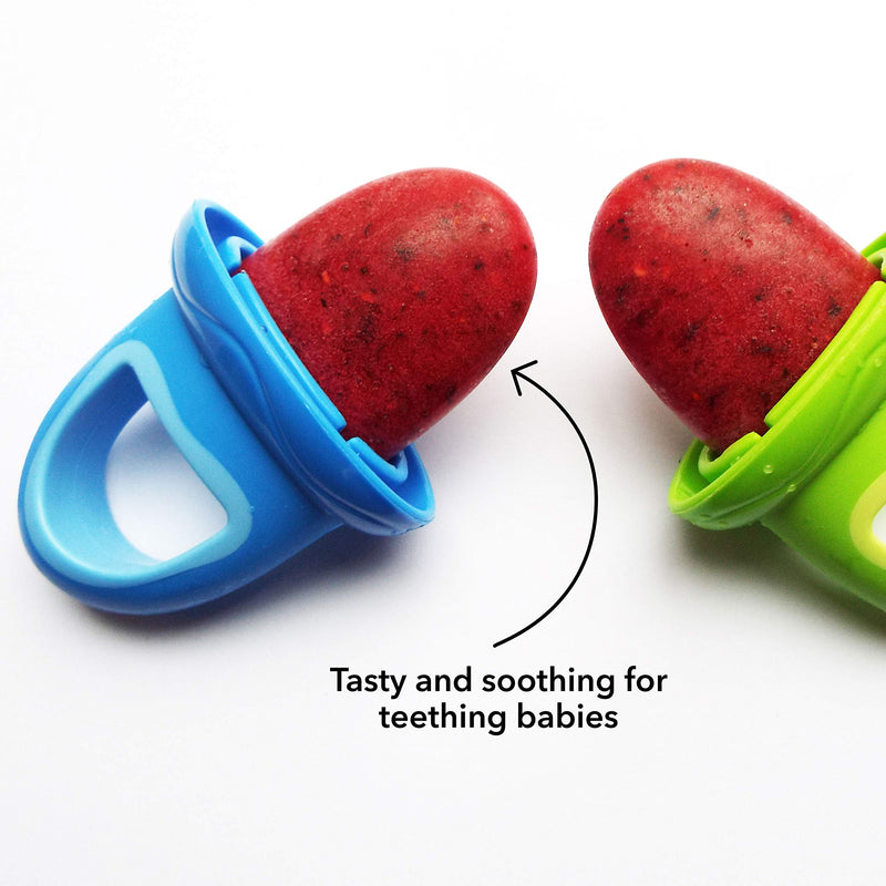 [Australia] - Nuby Fruitsicles – Frozen Puree Moulds with Easy Grip Handles | Soothing Teether | Suitable from 6 Months Plus 4 Count (Pack of 1) single 