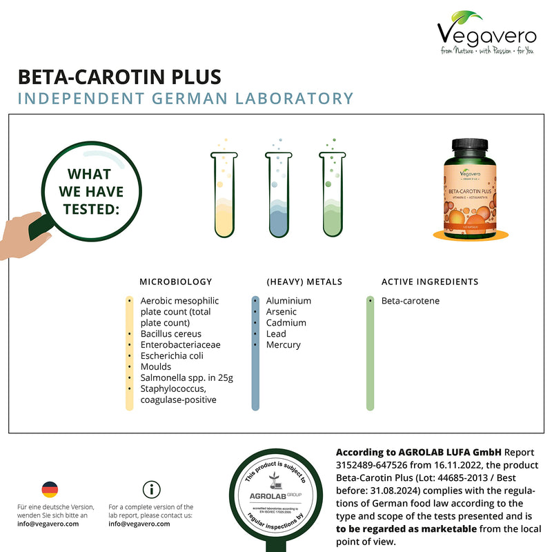[Australia] - Beta Carotene Vegavero� | Beta-Carotene from Fermentation (Lucarotin�), Vitamin E & Astaxanthin (AstaZine�) | NO Additives | Golden Tan | 120 Tanning Capsules (GreenCaps�) | Vegan 