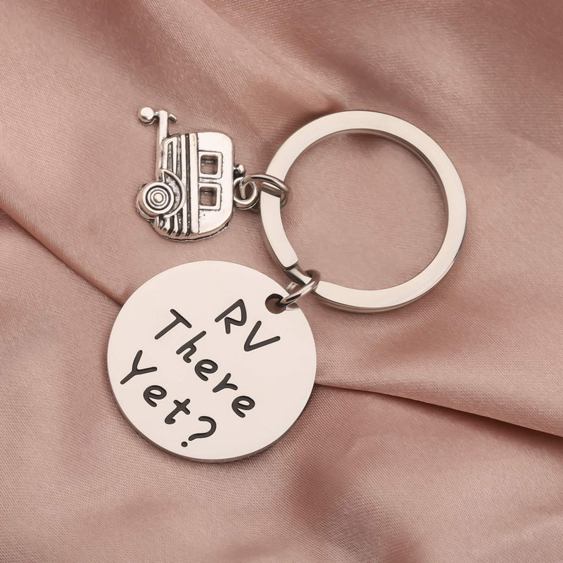 [Australia] - LQRI Camping Jewelry Camping Lover Gift Rv There Yet Camper Keychain with RV Trailer Charm Trailer Vacation Jewelry Traveler Graduation Gift Retirement Gift sliver 