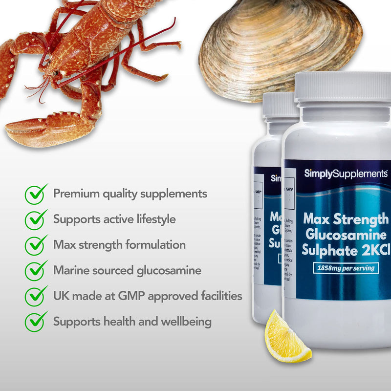 [Australia] - Maximum Strength Glucosamine Sulphate 2KCl | 1858mg Per Serving | 2 x 180 Tablet Bottles = 360 Tablets Total | Manufactured in The UK 