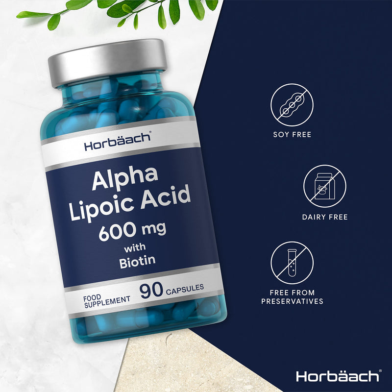 [Australia] - Alpha Lipoic Acid ALA Supplement 600mg | 90 Capsules | Plus Biotin Optimiser | by Horbaach 
