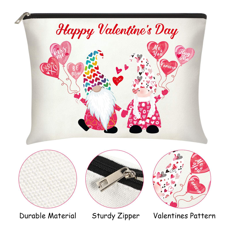 [Australia] - 2 Pieces Valentines Gnome Makeup Bag, Wife Cosmetic Bag from Husband, Love Words Design Travel Bags, Valentine's Day Birthday Anniversary Presents for Girlfriend, Wife, Women 