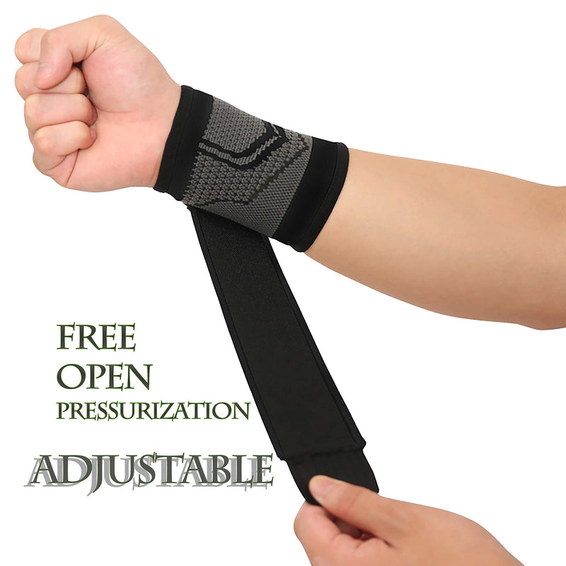 [Australia] - HiRui Wrist Brace Wrist Wraps Compression Wrist Strap, Wrist Support for Work Fitness Weightlifting Sprains Tendonitis, Carpal Tunnel Arthritis, Pain Relief, Adjustable Wristbands 2 PACK (Black, M) Black Medium (Pack of 2) 