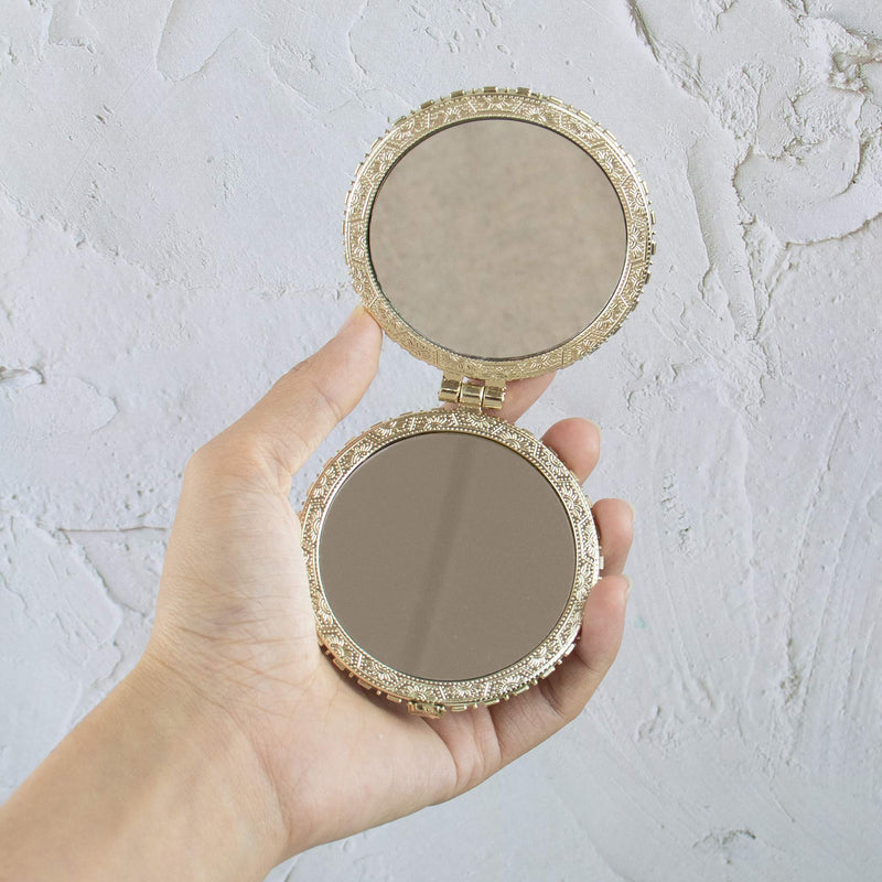 [Australia] - AUEAR, 4 Pack Retro Floral Makeup Compact Mirror Small Pocket Purse Mirrors Beauty Handheld Folding Portable Travel Mirror for Women Girls Lady 