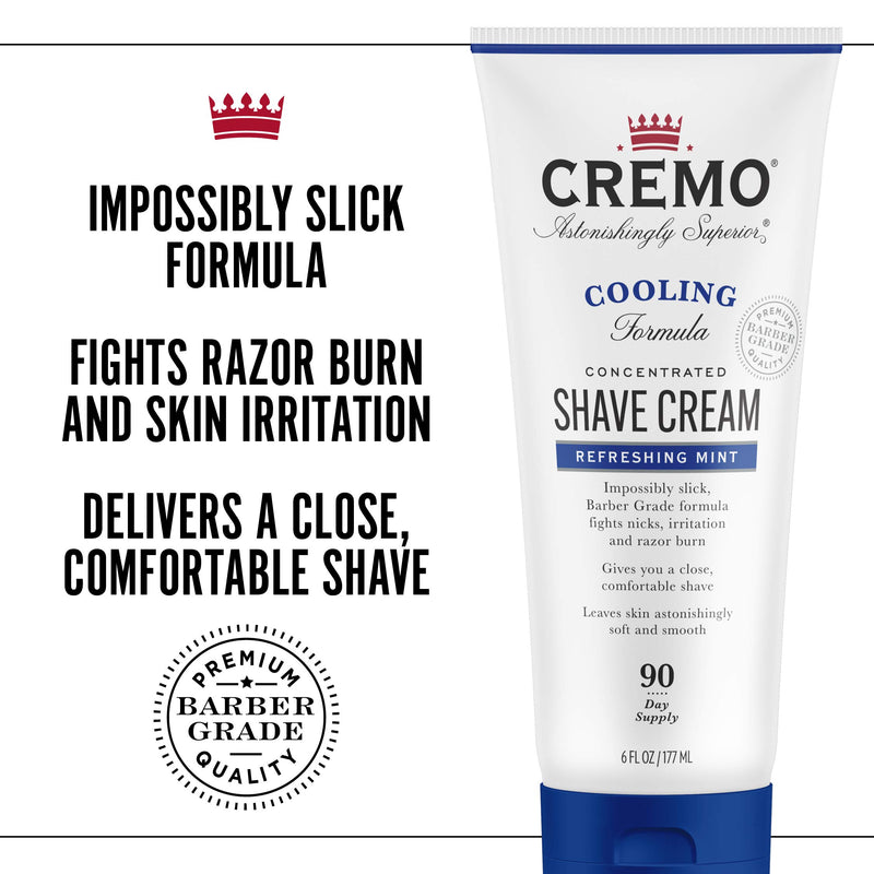 [Australia] - Cremo Barber Grade Cooling Shave Cream, Astonishingly Superior Ultra-Slick Shaving Cream Fights Nicks, Cuts and Razor Burn, 6 Oz 