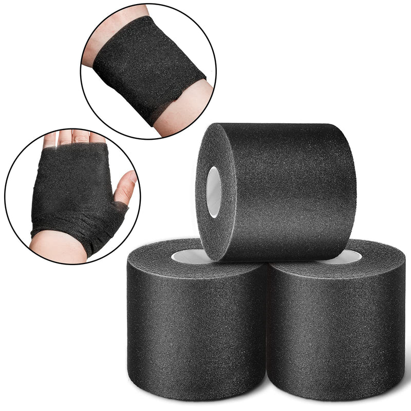 [Australia] - 4 Pieces Foam Underwrap Athletic Foam Tape Sports Pre Wrap Athletic Tape for Ankles Wrists Hands and Knees(Black,2.75 Inches x 30 Yards) Black 2.75 Inch x 30 Yards 