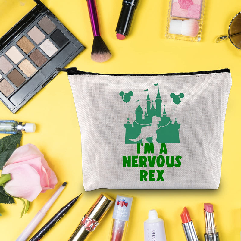 [Australia] - LEVLO Pixar Rex Dragon Cosmetic Bag Rex Dragon Lover Gift I'm A Nervous Rex Make up Zipper Pouch Bag For Women Girls, I'm A Nervous Rex, 