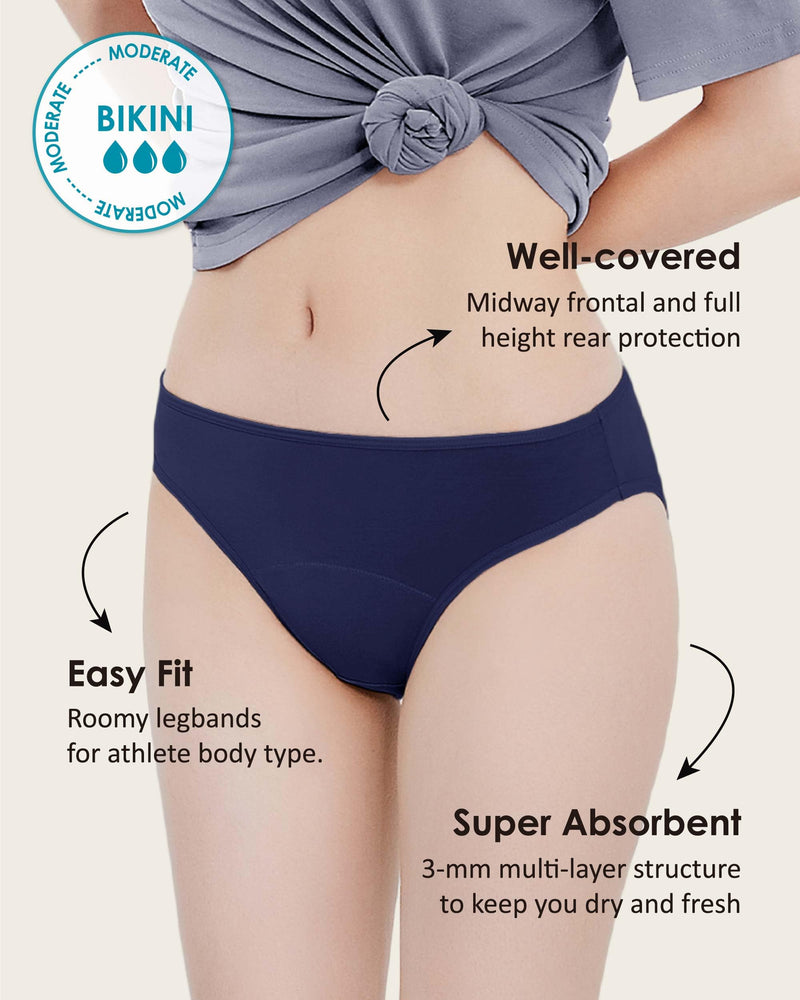 [Australia] - Neione Period Pants | Menstrual Postpartum Underwear | Women Girls High-cut Bikini Knickers Moderate Absorbency 18 Moderate 5pk Galaxy 