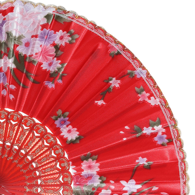 [Australia] - BABEYOND 8pcs Floral Folding Hand Fan Vintage Handheld Lace Folding Fan with Different Flower Patterns Fabric Folding Fan for Wedding Dancing Party (Color Random Selected with Chinese Rose) Chinese Rose-1 