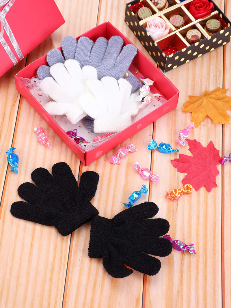 [Australia] - Kids Gloves Full Fingers Knitted Gloves Warm Mitten Winter Favor for Little Boys and Girls Color Set 1 1 - 3 Years Size, 3 Pairs 