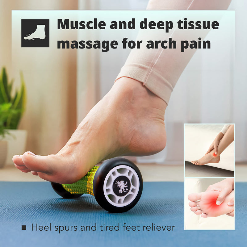 [Australia] - H&S Foot Massage Roller Muscle Roller Stick Wrists and Forearms Exercise Roller Massager for Plantar Fasciitis - Black 