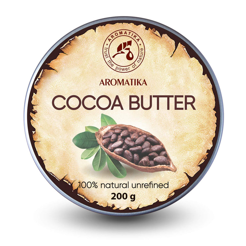 [Australia] - Cocoa Butter Pure & Natural 200g - Burkina Faso - Theobroma Cacao Seed Butter - Great Benefits for Skin - Hair - Face - Body - Lip care - Cacao Butters 