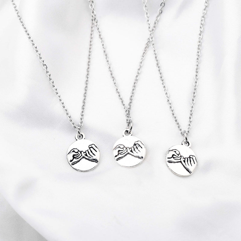 [Australia] - FUSTMW 3 Pinky Promise Necklace Pinky Swear Best Friends Gift Sisters Necklaces Friendship Jewelry 