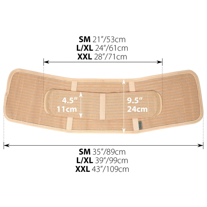 [Australia] - ORTONYX Breathable 9.5" Abdominal Binder/Postpartum Postoperative Wrap/Abdomen Hernia Support Belt for Men and Women - L/XL (32"-43") Beige L/XL (32"-43") 