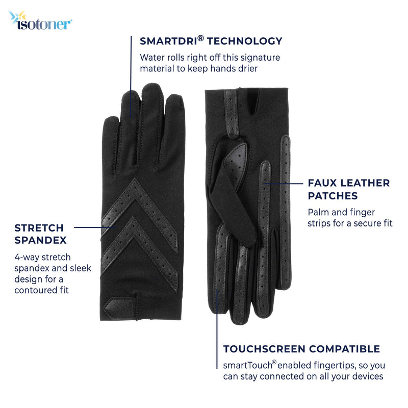 [Australia] - isotoner Women's Spandex Shortie Touchscreen Gloves Large/ X-Large Black - Smartdri 