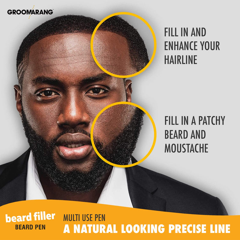 [Australia] - Beard Pen GROOMARANG® Beard Pencil Filler for Men - Natural Enhancer to Fill, Shape and Define - Black or Brown (Black) 