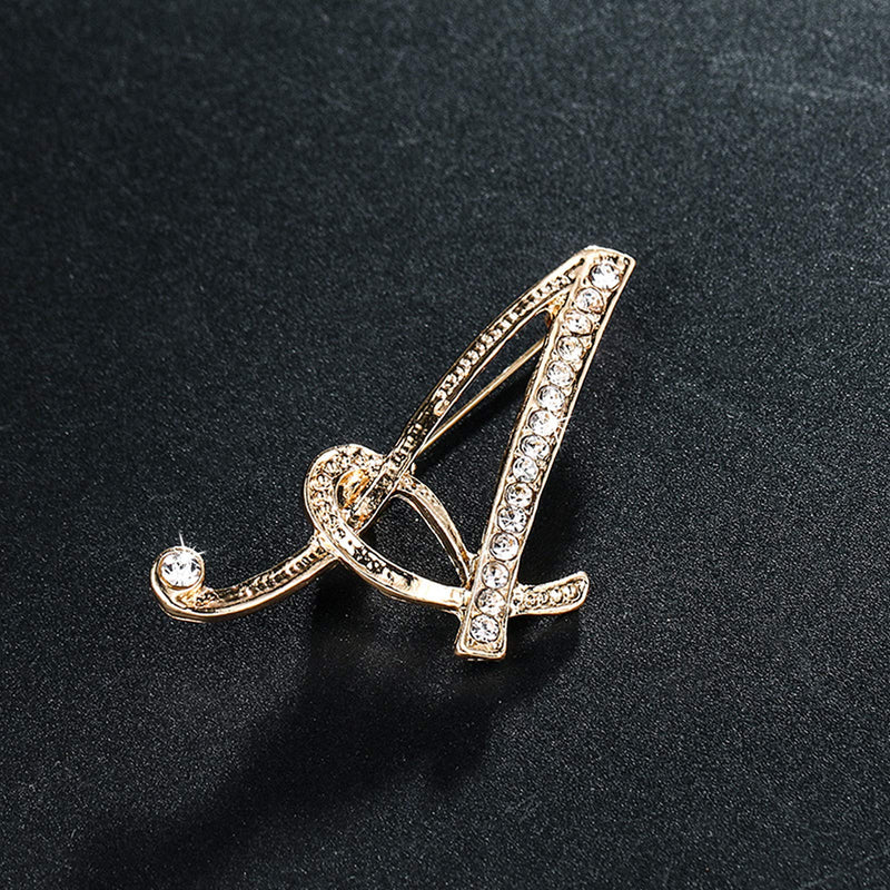 [Australia] - ETHOON Letter Brooch Pins Initial Rhinestone Brooch for Women Crafts Gold A-Z GR-A 