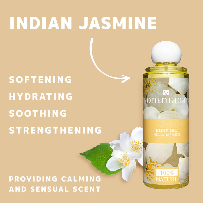 [Australia] - Orientana - Body Oil for Women Indian Jasmine | 100% Natural Vegan Ayurvedic Massage Oil | Jojoba Oil & Vitamin | Firming Dry & Sensitive Skin - 210ml 