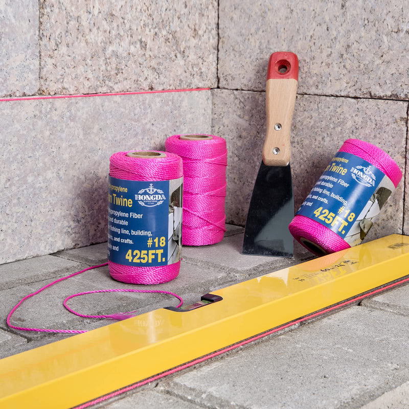[Australia] - HONGDA Twisted Mason Line, 425 Feet #18 Twisted Polypropylene Mason Line String Perfect for masonry jobs and for the layout of general construction, gardening, DIY project, Fluorescent Pink 