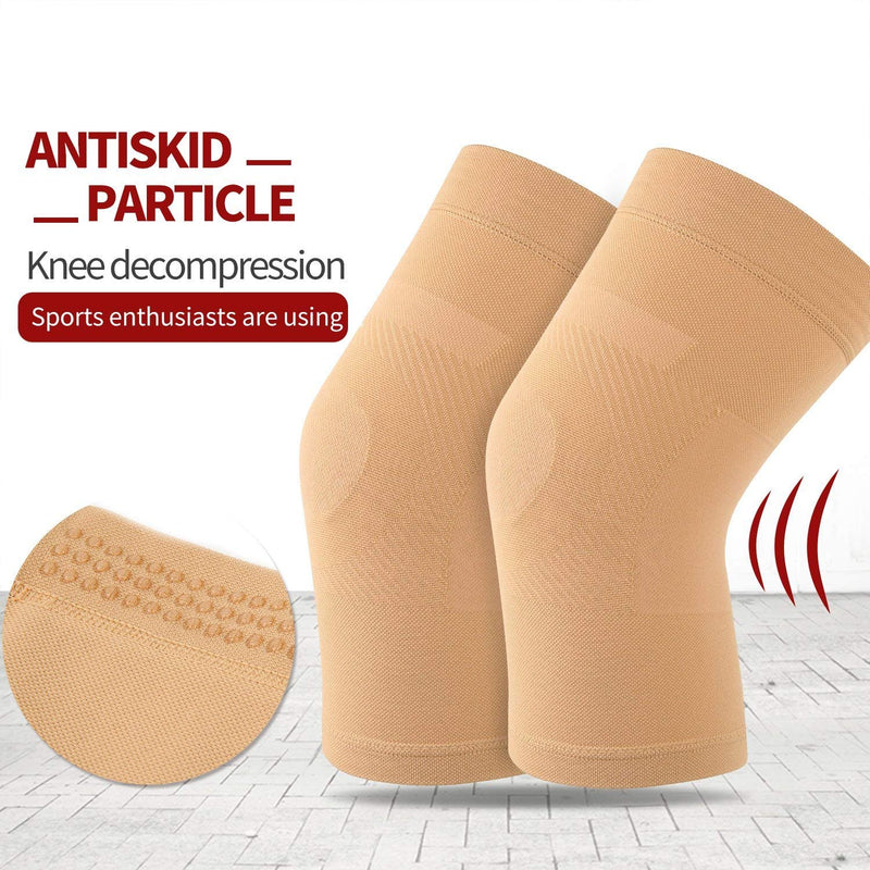 [Australia] - Knee Sleeves, 1 Pair, Could Be Worn Under Pants, Lightweight Knee Compression Sleeves for Men Women, Knee Brace Support for Joint Pain Relief, Arthritis, ACL, MCL, Sports, Injury Recovery, Beige XL X-Large (1 Pair) 1 Pair Beige 