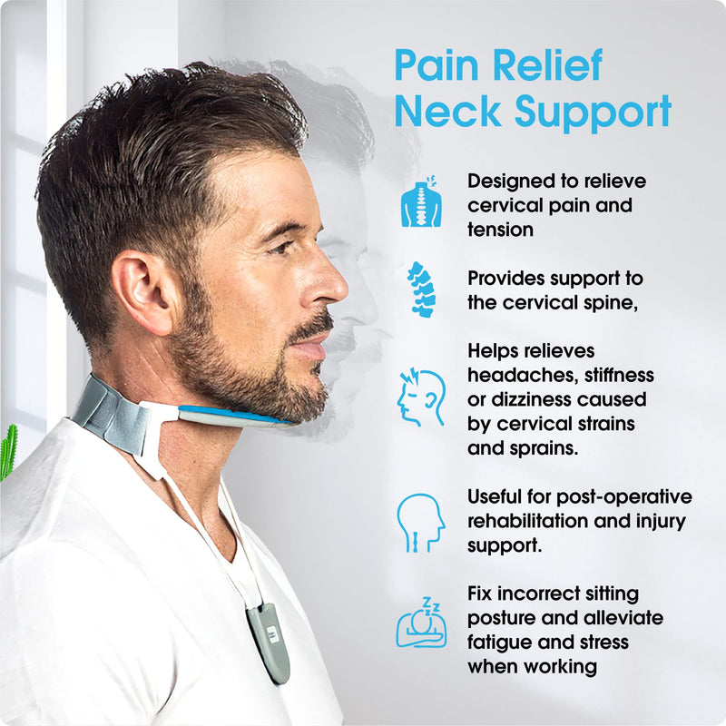 [Australia] - BackPainHelp Neck Brace, a Revolutionary Cervical Collar That Provides Light Support While Being Breathable, Cool and Lightweight (Blue Medium) Medium (Pack of 1) Blue 