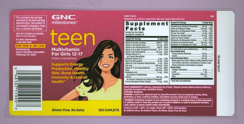 [Australia] - GNC milestones Teen - Multivitamin for Girls 12-17 - (Product) RED 