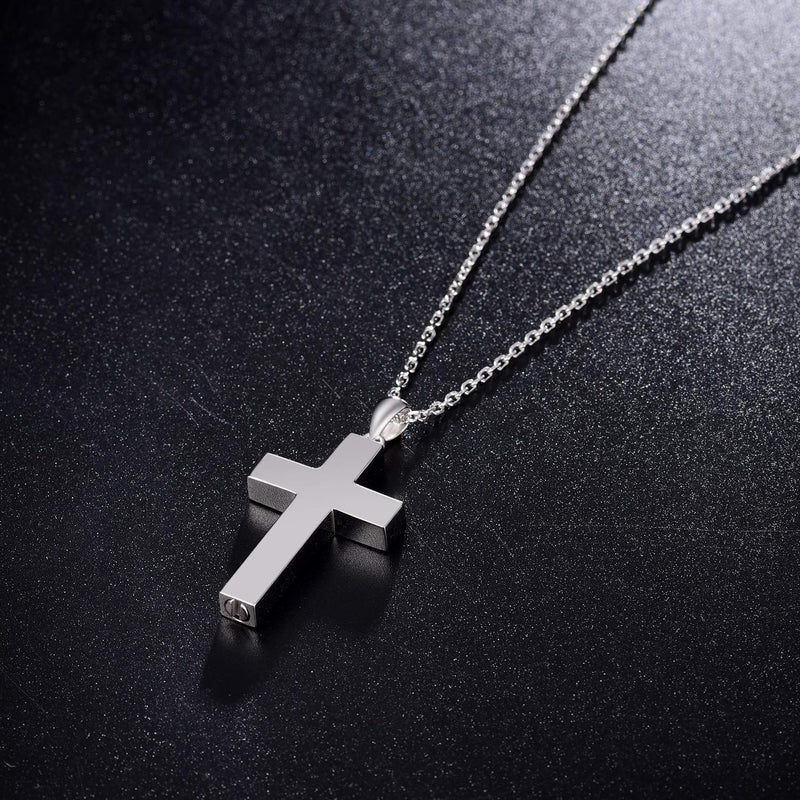 [Australia] - Cross Urn Necklace for Ashes 925 Sterling Silver Religious Cross Cremation Pendant Jewelry Faith Hope Love Gifts for Men Boys Cross Urn pendant 