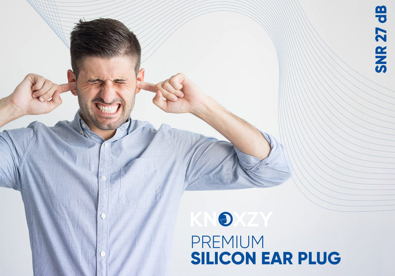 [Australia] - Knoxzy Silicone Ear Plugs for Sleeping Re-Usable Waterproof, SNR = 27dB Noise Cancelling Premium Moldable Ear Plugs for Sleeping, Travelling, Studying Noise Reduction Blue 6 Pair (Pack of 1) 