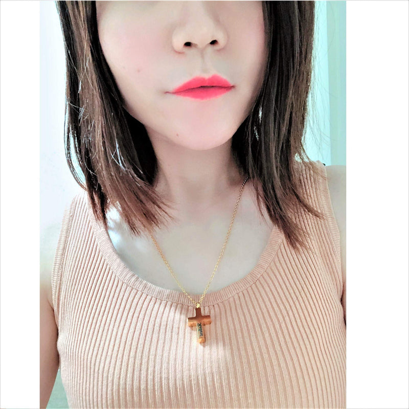 [Australia] - Plain Gold Cross Cremation Urn Necklace for Ashes Christian Urn Jewelry Memorial Ash Jewelry Pendant Keepsake Stainless Steel One Piece in Gold 