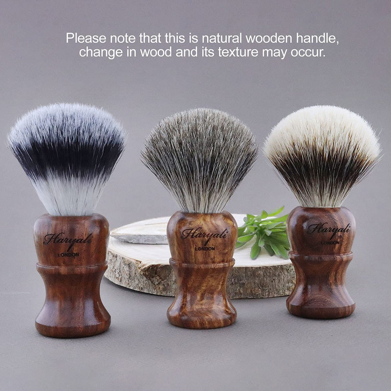 [Australia] - Haryali London Shaving Brush Super Badger - Wooden Mens Shaving Brush for Luxurious Lather - Long Lasting with No Bristle Loss - Ecofriendly Finish Brown 