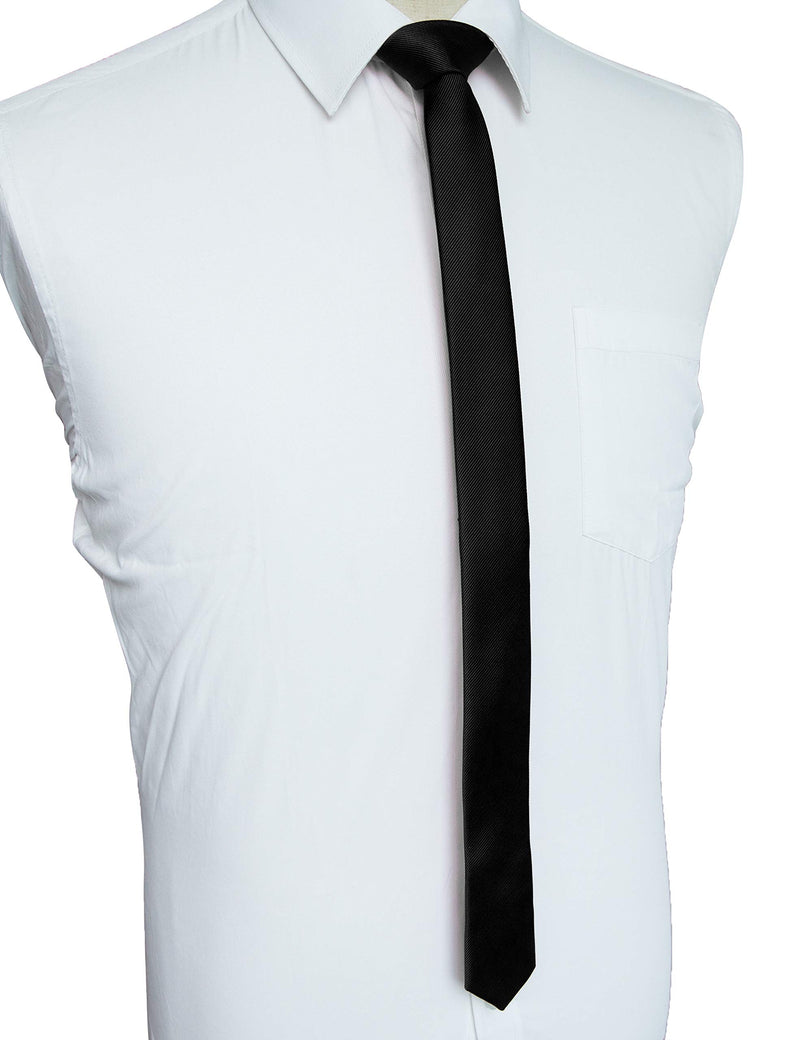 [Australia] - JEMYGINS 1.58" Solid Color Skinny Tie Slim Necktie for Men(4cm) Black 