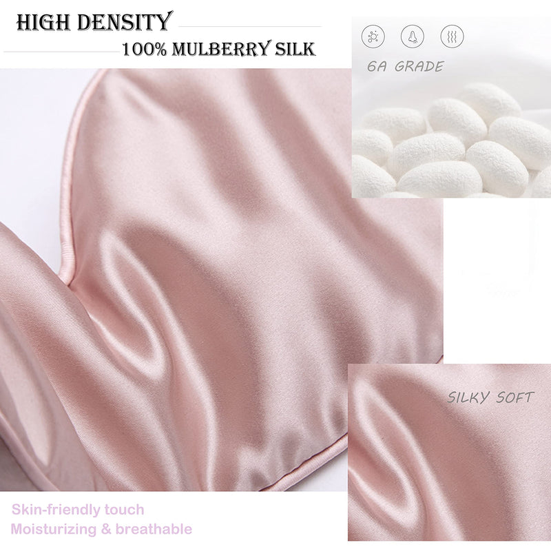 [Australia] - Silk Sleep Mask Pure Mulberry Silk Eye Mask Sleeping Mask Silky Soft Eyeshade Elastic Strap for Travel Naps Shift Work for Adult Pink 