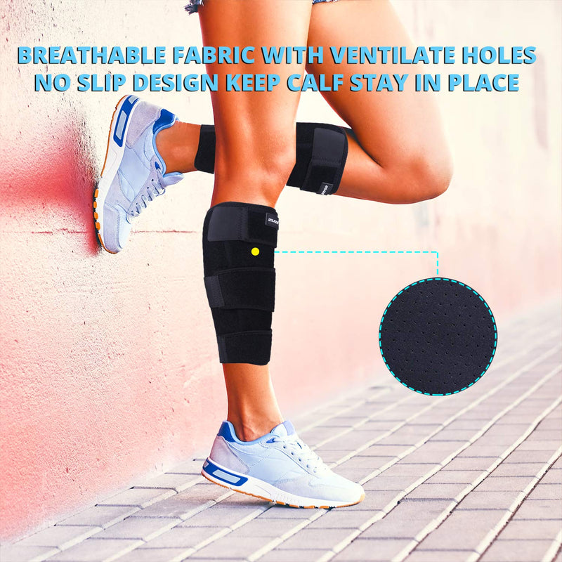 [Australia] - 2U2O Calf Brace - Adjustable Shin Splint Compression Support for Calf Pain Relief, Recovery, Sprain, Swelling, Tennis Leg, - Lower Leg Wrap - Calf Sleeve for Men or Women - Universal Size 2Packs 