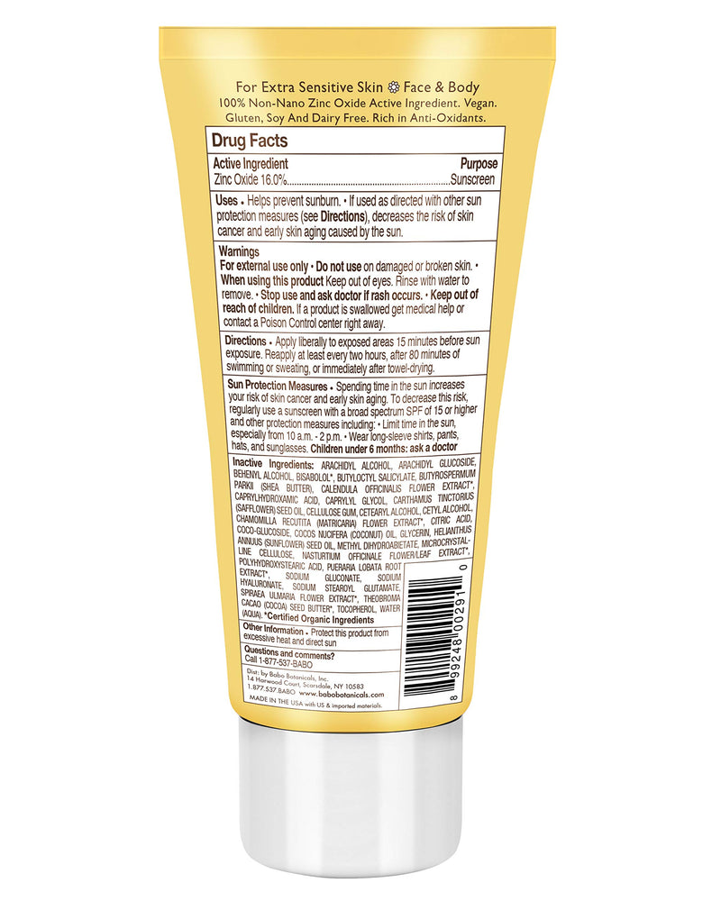 [Australia] - Babo Botanicals Zinc Sunscreen Lotion SPF 30 with 100% Mineral Actives, Non-Greasy, Water-Resistant, Fragrance-Free, Vegan, For Babies, Kids or Sensitive Skin, Clear, 3 Fl Oz 3 Fl Oz (Pack of 1) 