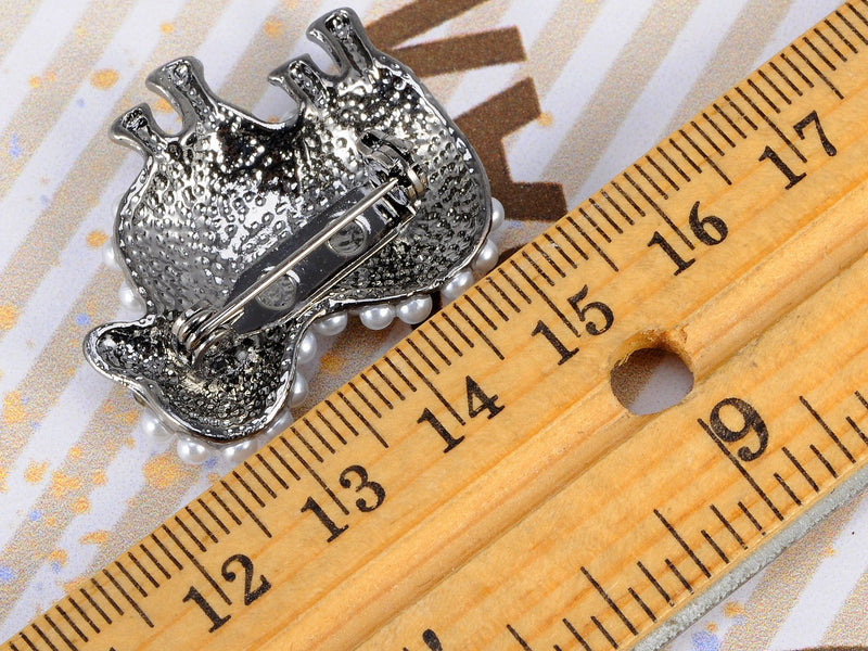 [Australia] - Alilang Gun Metal Tone Faux Pearl White Sheep Lamb Goat Brooch Pin 
