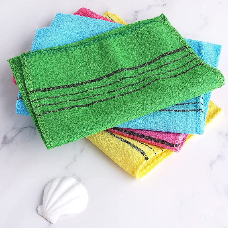 [Australia] - Molain 8Pcs Asian Exfoliating Washcloth Korean Exfoliating Mitt Glove Italy Towel Scrubbing Cloth For Removing Dead Skin Callus Cleaning Pores Viscose Rayon Bath Sponges 8pcs( 2 Pink+2 Yellow+2 Blue+2 Green) 