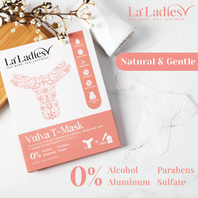 [Australia] - La'Ladies V Vulva Skin Mask (5 Day Treatment) - Vaginal Itch, Odor, Dryness, Discomfort Perfect Self Love, Vagina Care - HA, Collagen & Natural Herbs - Fast & Easy Use, No Mess, Clear, 5.92 Ounce 