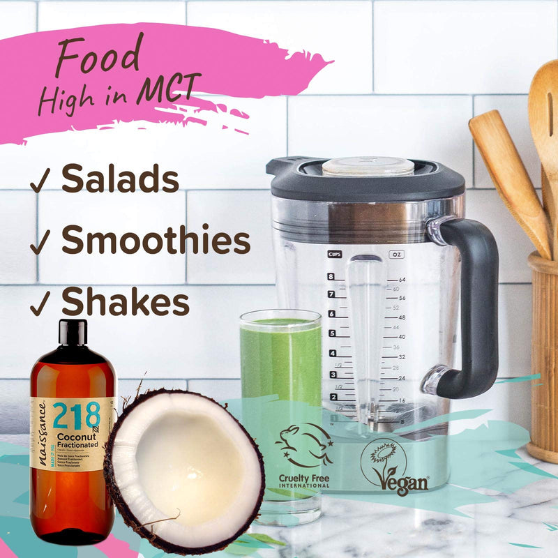 [Australia] - Naissance Liquid Fractionated Coconut Oil (No. 218) 1 Litre - 100% Pure Natural for Skin, Hair, Lip Gloss, Beauty, Recipes, Aromatherapy, Massage - Edible MCT Oil ‚Äì Cruelty Free, Vegan 
