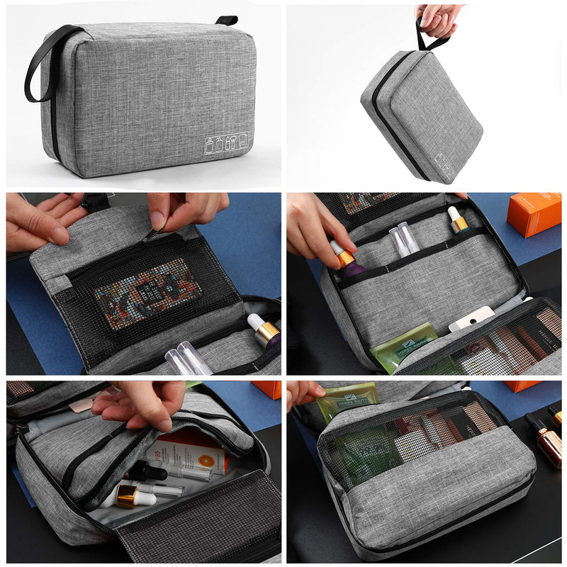 [Australia] - Mens Toiletry Bag Hanging Travel Shaving Dopp Kit Waterproof Organizer Bag Perfect Travel Accessory Gift (Gray) Gray 