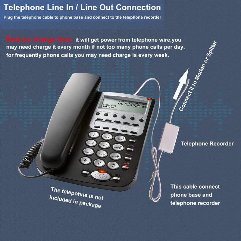 [Australia] - Telephone Recorder,32GB USB Telephone Phone Voice Recorder,Mini Telephone Recorder for Landline,Get Power from Telephone System(Less Charging time) 