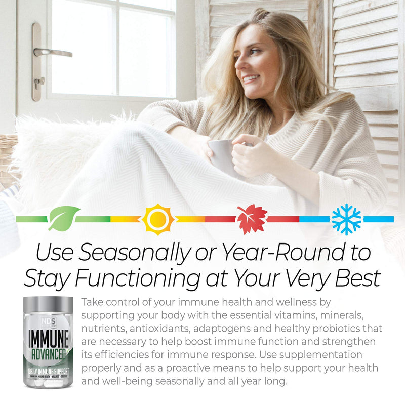 [Australia] - NDS Nutrition Advanced Immune Booster – Comprehensive Immune Support Supplement for Adults with Elderberry, Vitamin C, Vitamin D, Zinc and 5 Billion CFU Probiotic - Herbal Immune Defense (90 Capsules) 