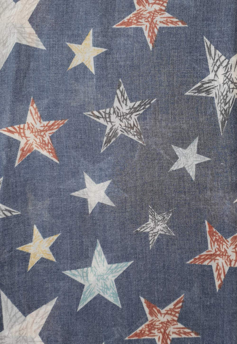 [Australia] - GlamLondon Star Print Scarf Large Size Fashionable Printed Stars Women Wrap Zu8214 - Blue 