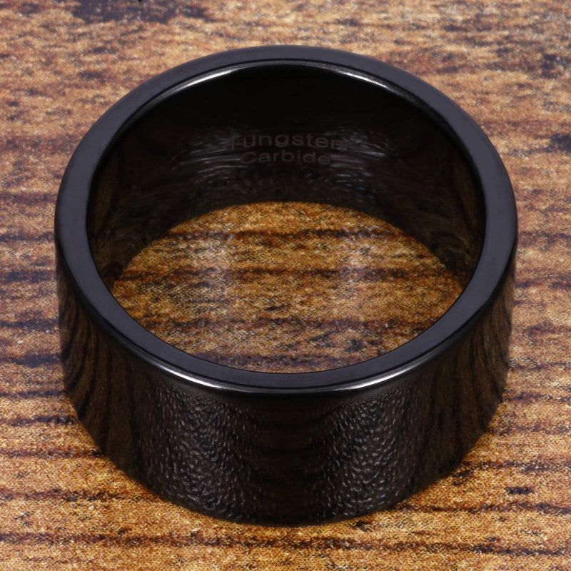 [Australia] - Fashion Month Mens 12mm Wide Band Black Classic Tungsten Carbide Ring Wedding Engagement High Polished Flat Top 7 