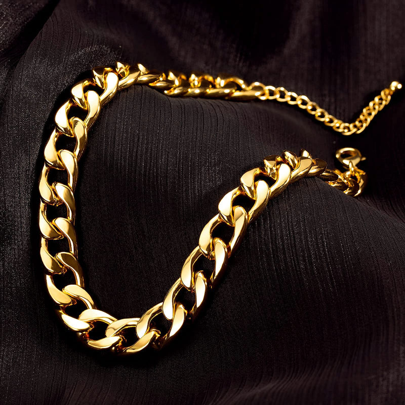 [Australia] - Cuban Chunky Necklace: Big Thick Hip Hop Link 14K Gold Plated Chain Jewelry for Cool Girls Boys Teens Women Men 16.0 Inches 