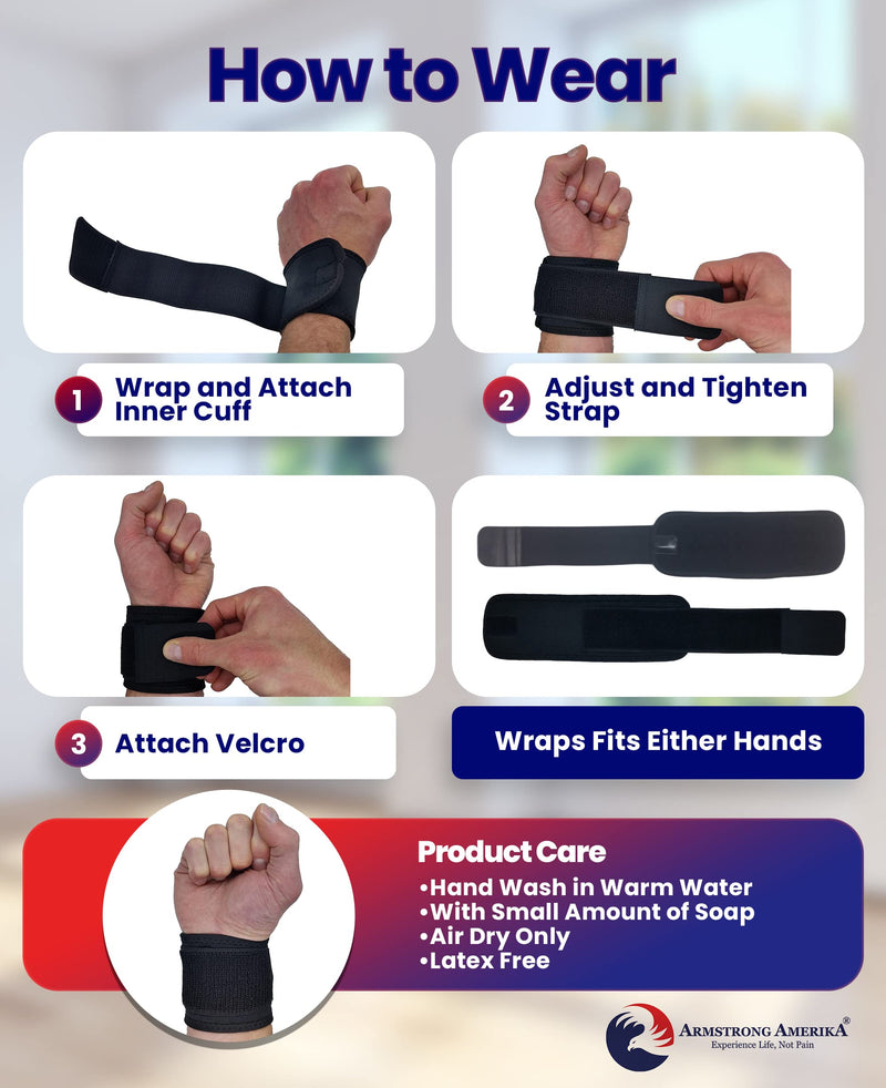 [Australia] - Wrist Wraps for Wrist Tendonitis - Wrist Support for Carpal Tunnel Pain Relief. Ganglion Cyst Wrist Brace or Carpal Tunnel Wrist Splint - 2 Wrist Wraps for Weightlifting Women Men Left & Right Hands Fits Most 