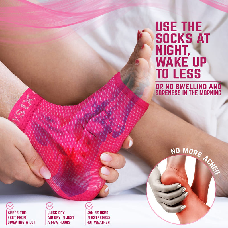 [Australia] - Physix Gear Sport Plantar Fasciitis Socks with Arch Support for Men & Women - Ankle Compression Sleeve, Toeless Compression Socks Foot Pain Relief, Ankle Swelling - Better than Night Splint, Pink S/M S/M-US Mens 6-8 | Womens 4-7.5 Pink (1 Pair) 