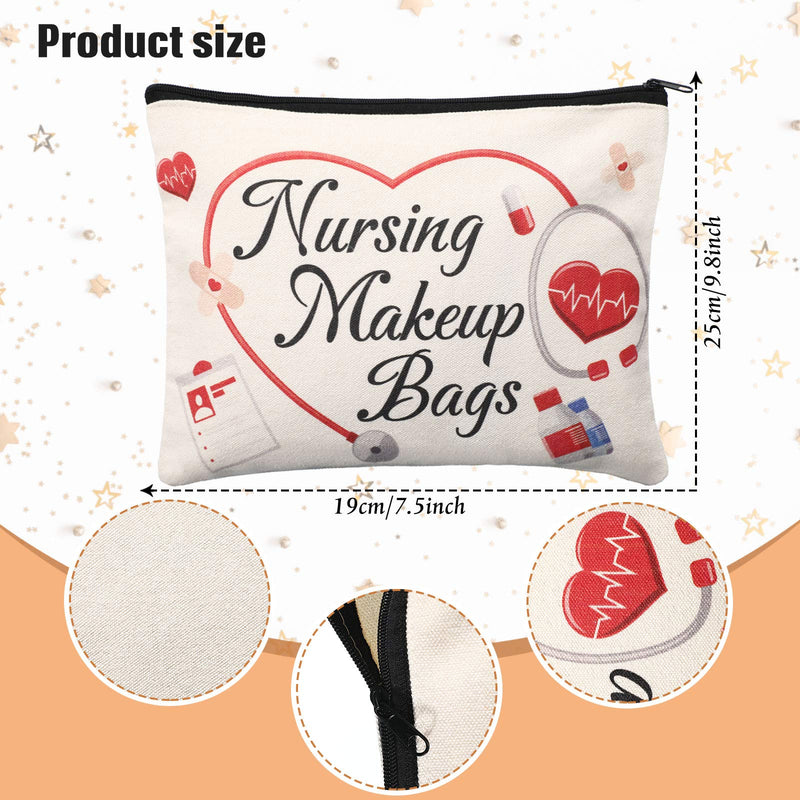[Australia] - 4 Pieces Nursing Makeup Bags Nurse Survival Kit Cosmetic Bag Funny Travel Cosmetic Pouch Nurse Practitioner Presents for Women Student Coworker 