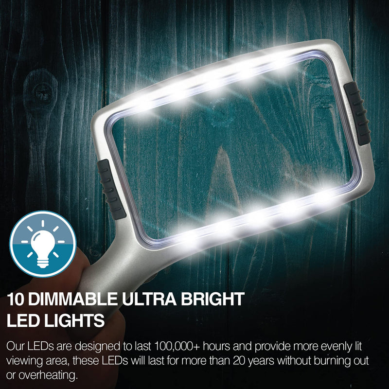 [Australia] - Magnifying Glass with Light and Stand Hands Free Magnifier 10 Dimmable Handheld Led Illuminated Magnifier for Close Work, Elderly Reading, Workbench, Hobbies, AMD.. Magdepo 